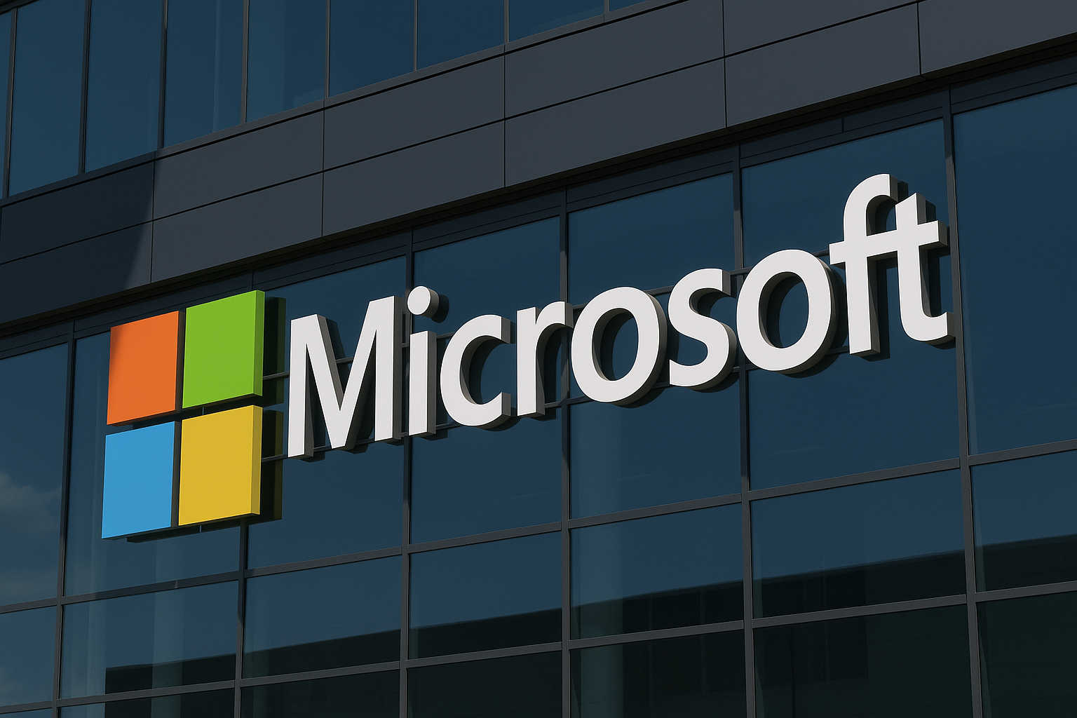 Microsoft office building exterior with company logo, representing corporate restructure and layoffs in 2025.